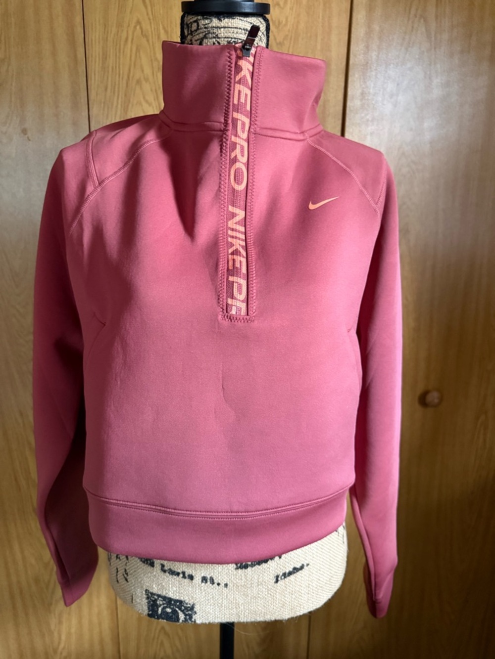 Nike Pink Cropped Pullover with Peach Mesh Detail